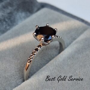 Кільце чорний муассоніт біле золото
