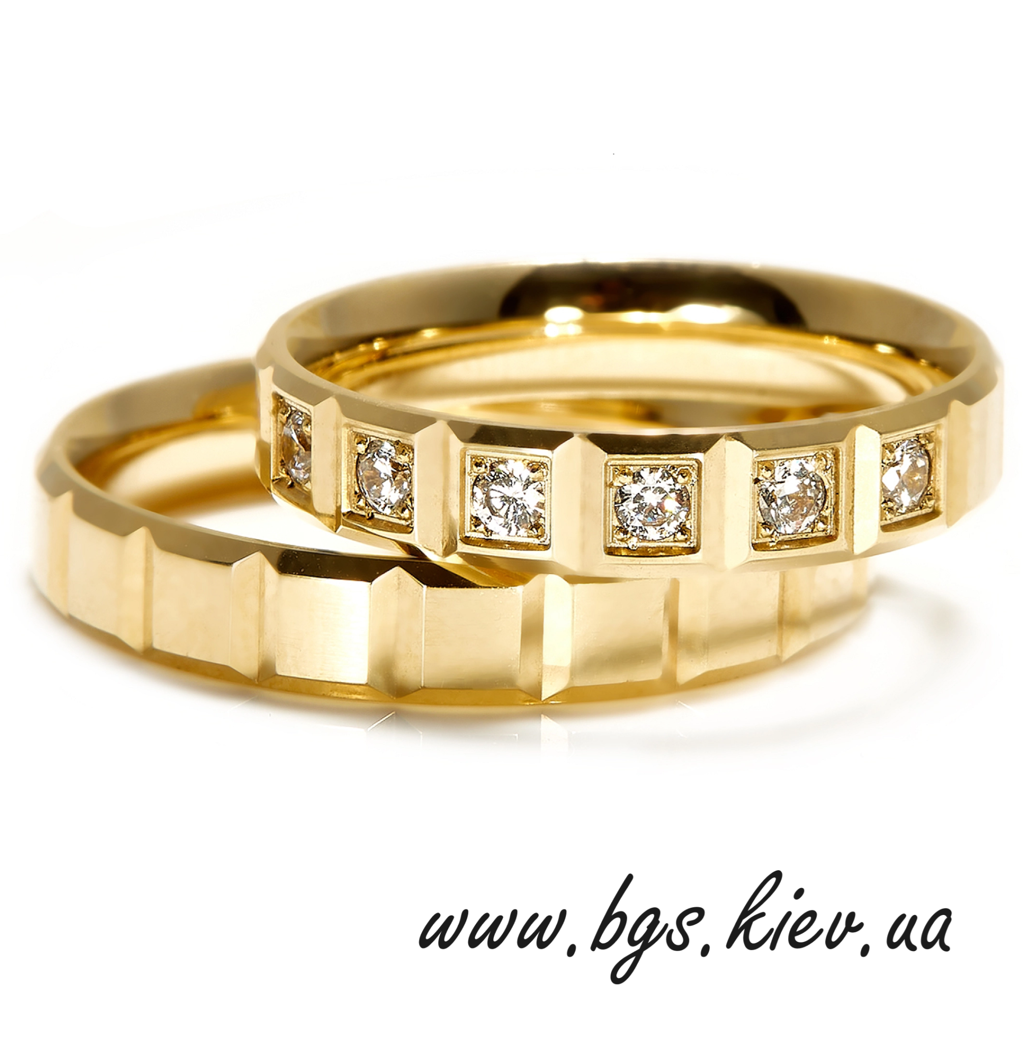 Желтые обручальные кольца «Солнца луч»