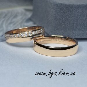 Парні обручки з червоного золота на замовлення